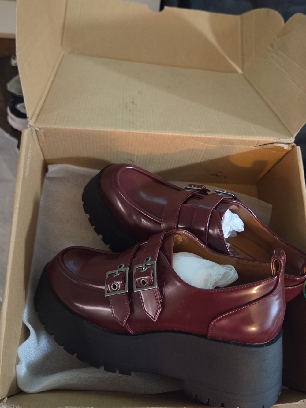 Zodiac Women's Burgundy Double-Buckle Platform Loafers